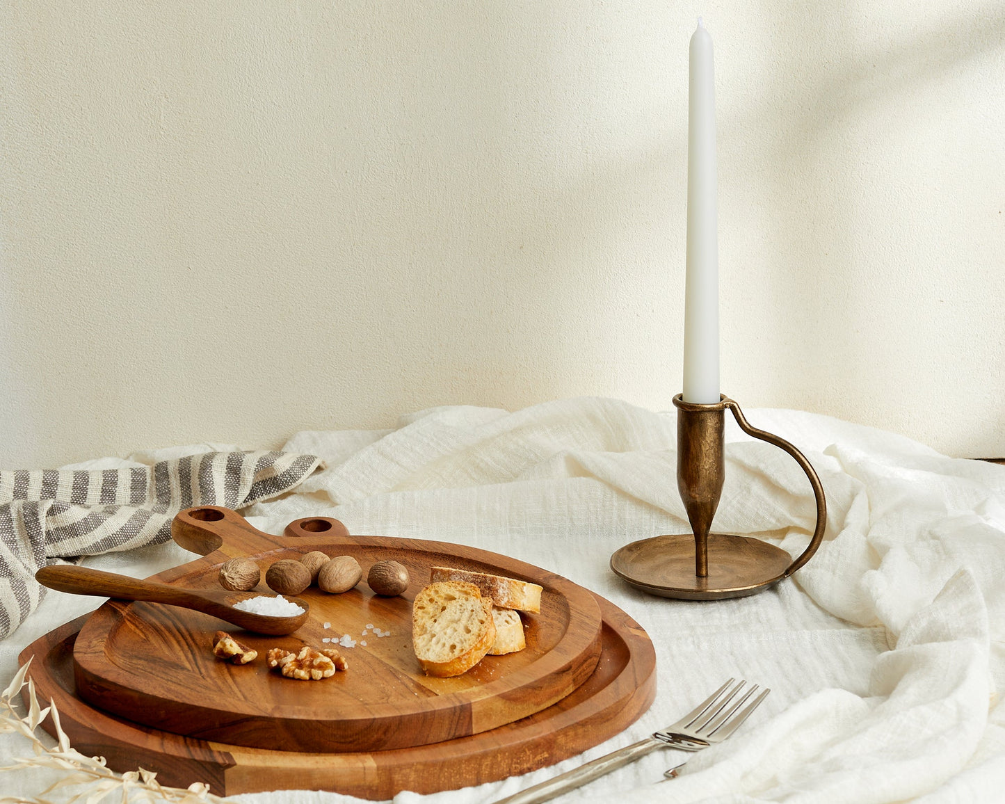 Alma Natural Wood Round Serving Board Set-4