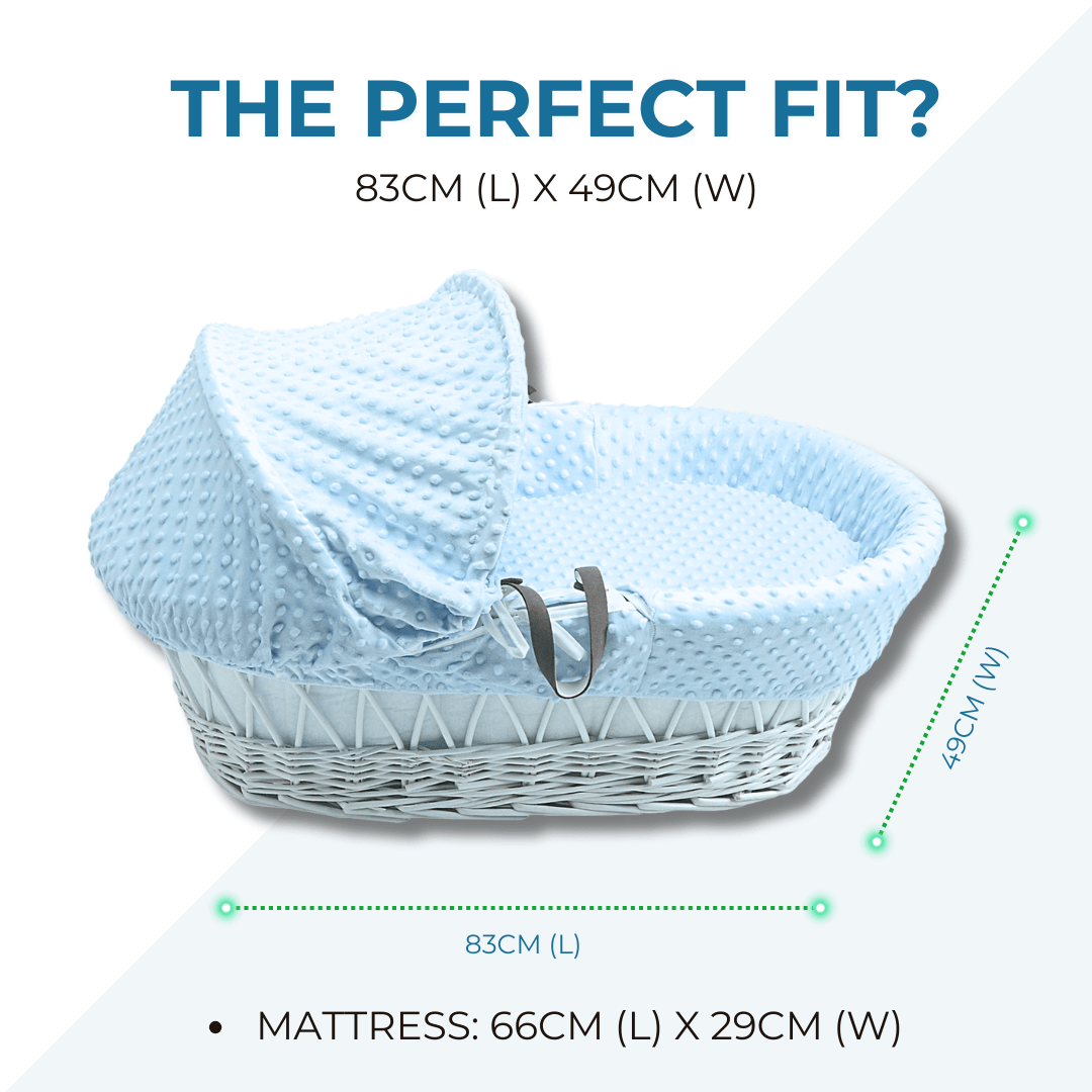 Blue Dimple Grey Wicker Baby Moses Basket With Stand-4