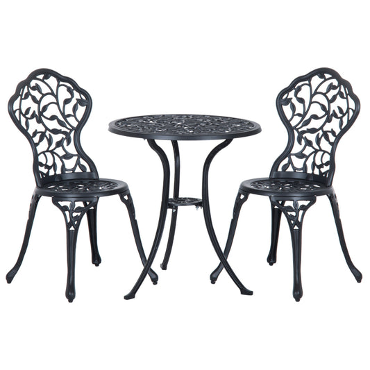 3 Pcs Cast Aluminum Bistro Set Garden Furniture Dining Table Chairs Antique Outdoor Seat Patio Seater-0
