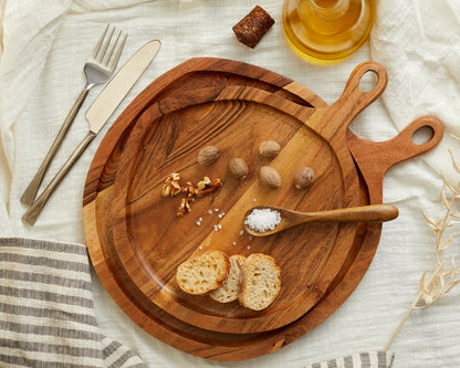 Alma Natural Wood Round Serving Board Set-0