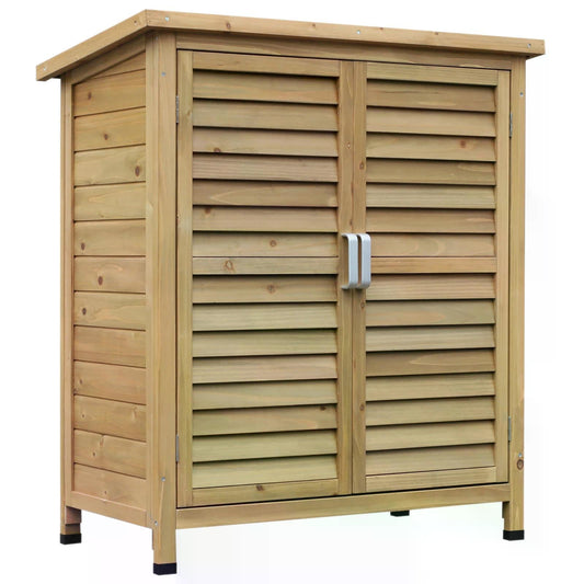 Garden Storage Unit Solid Fir Wood Garage Organisation Sturdy Cabinet Outdoor-0