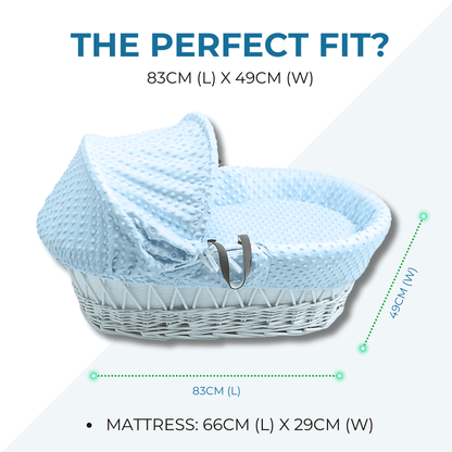 Blue Dimple Grey Wicker Baby Moses Basket With Stand-4