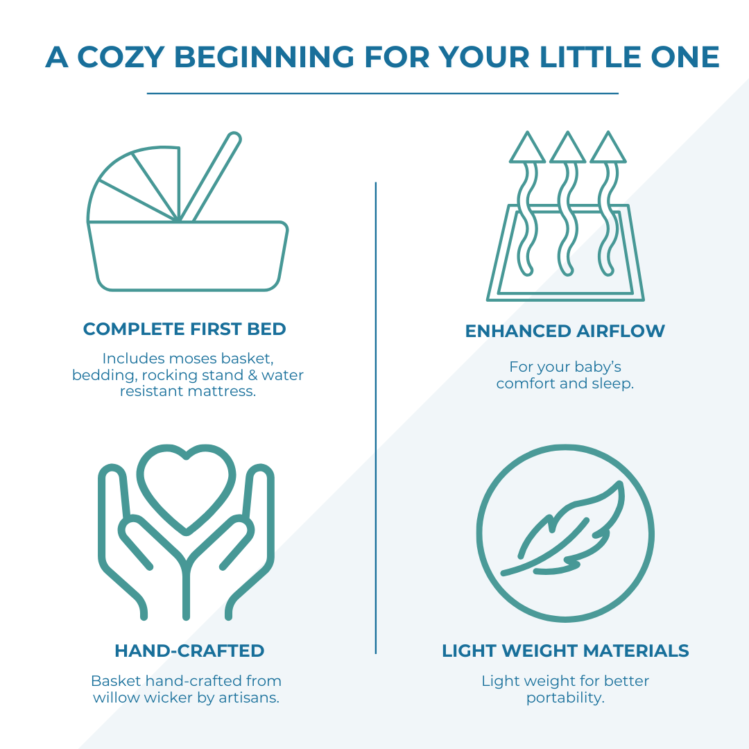 Blue Dimple Grey Wicker Baby Moses Basket With Stand-2