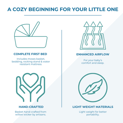 Blue Dimple Grey Wicker Baby Moses Basket With Stand-2