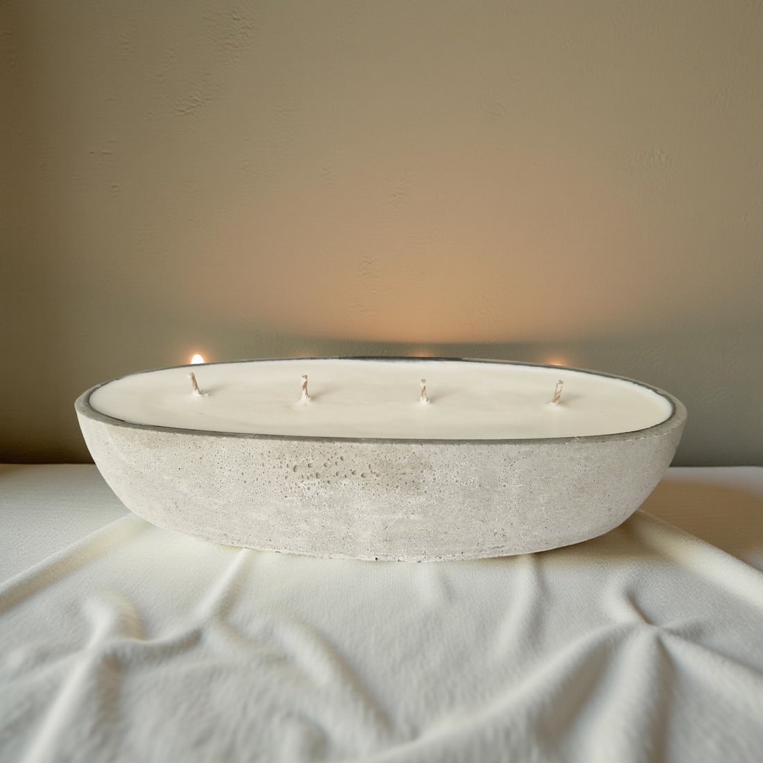 Multi Wick Concrete Oval Loaf Bowl Candle-2