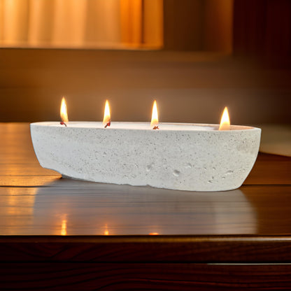 Multi Wick Concrete Oval Loaf Bowl Candle-4