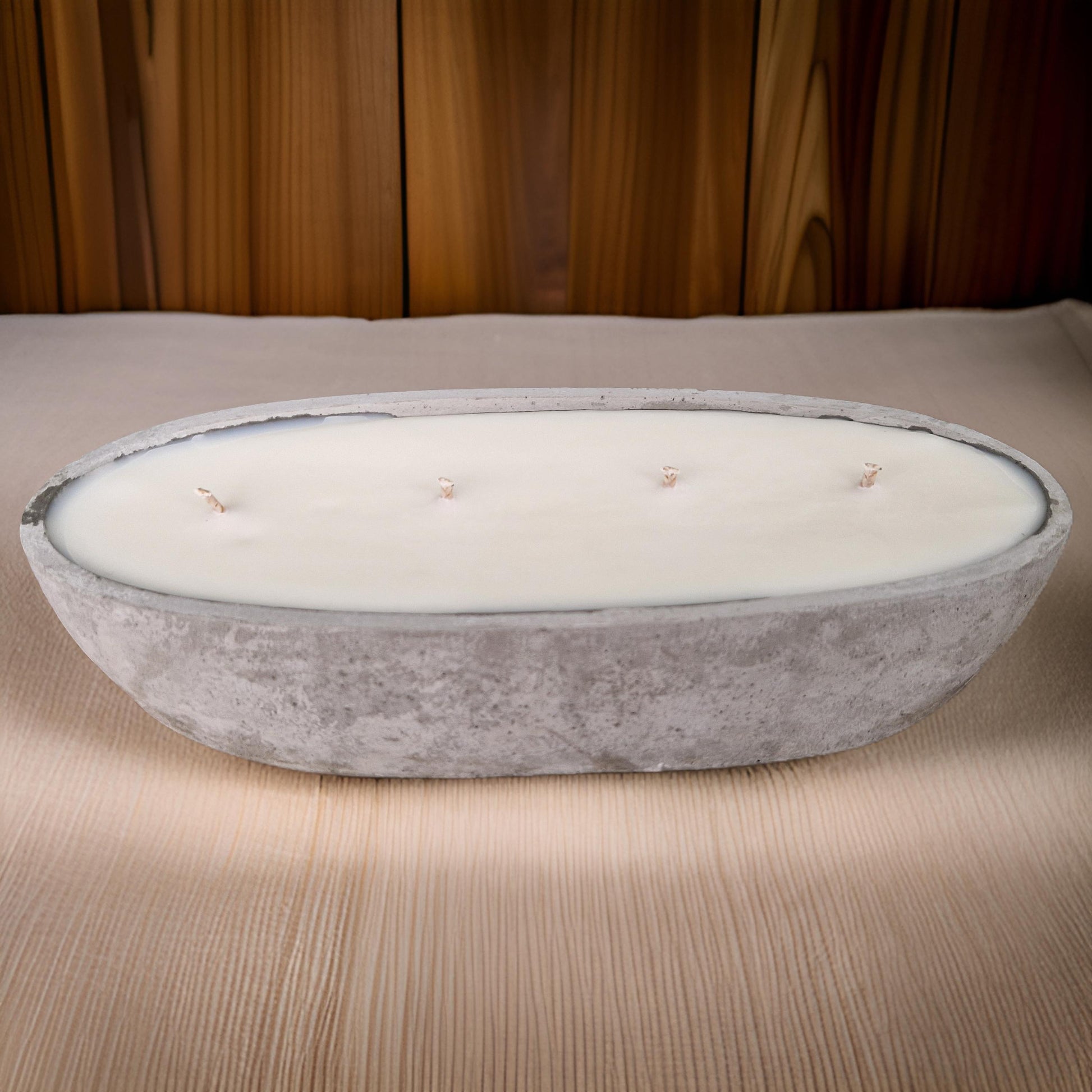 Multi Wick Concrete Oval Loaf Bowl Candle-3