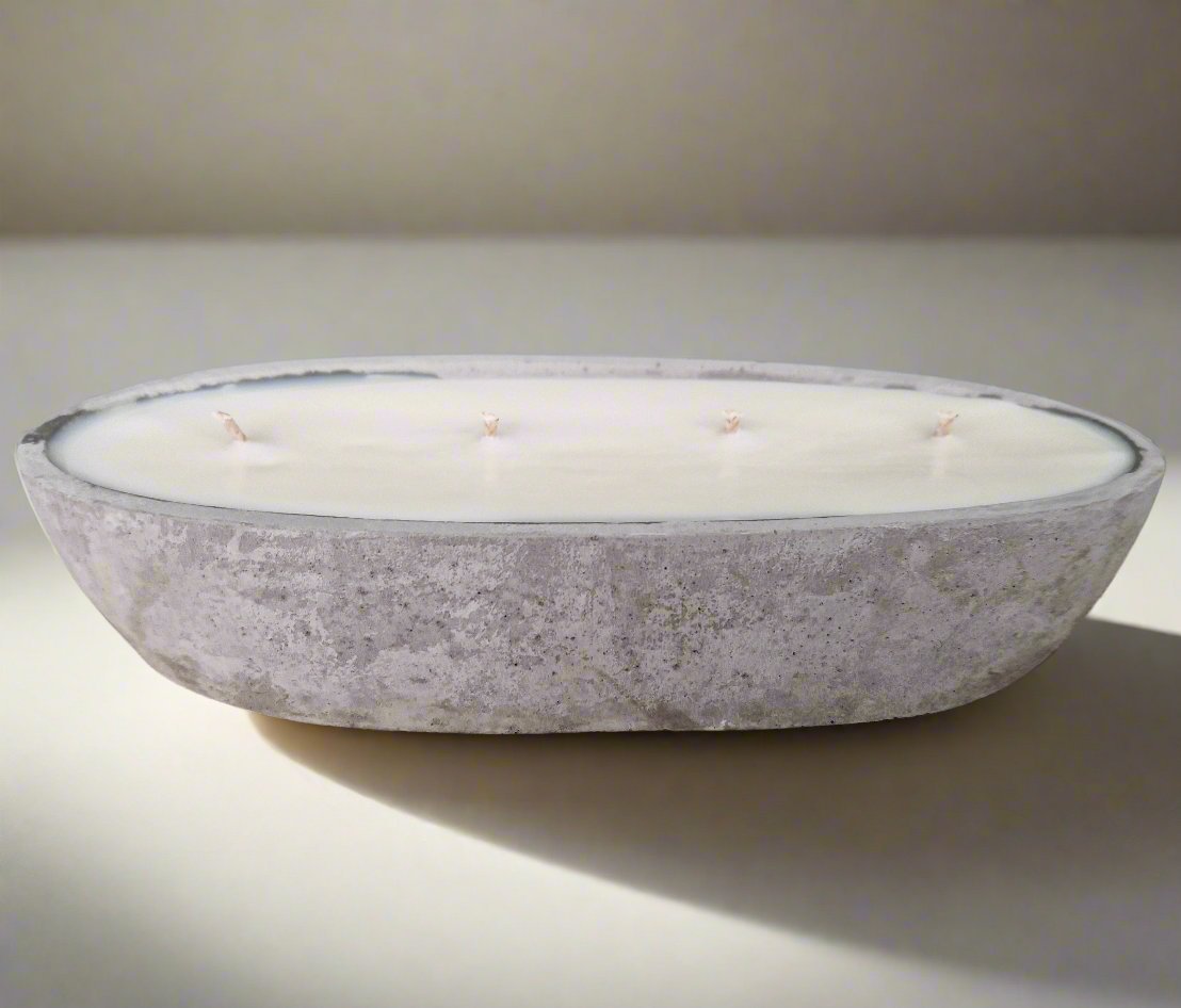 Multi Wick Concrete Oval Loaf Bowl Candle-5