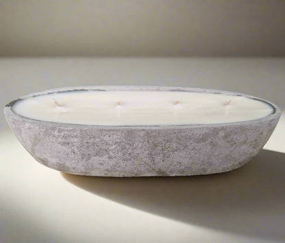 Multi Wick Concrete Oval Loaf Bowl Candle-5