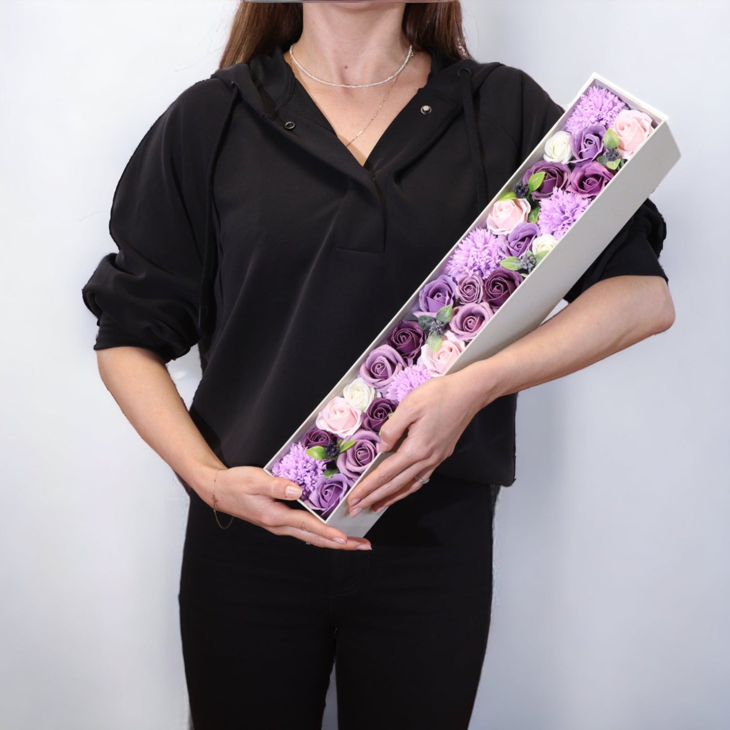 Extra Long - Lavender Rose & Carnation Soap Flower Bouquet