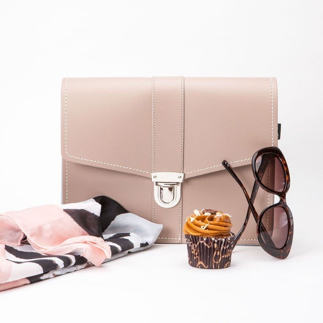 Leather Shoulder Bag - Iced Coffee-2