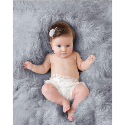 Luxury Faux Fur Baby Blanket  - grey-Clearance-2