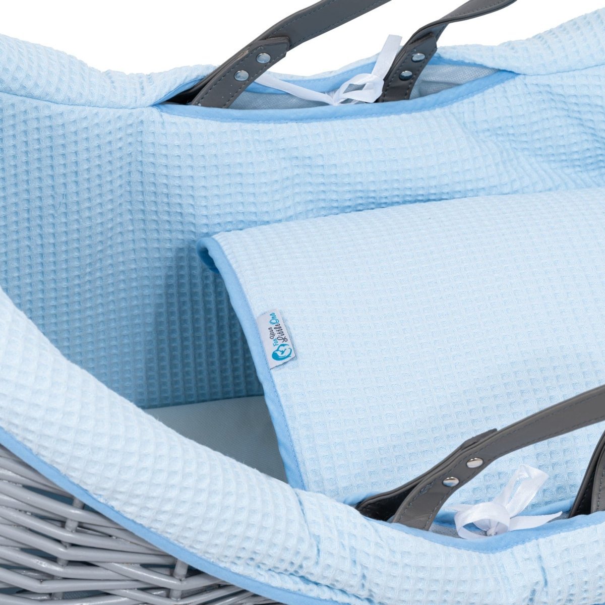 Pod Blue Waffle Moses Basket Bedding Set (Basket Not Included!)-4