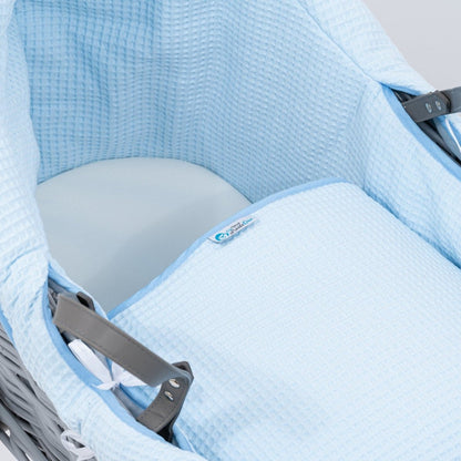 Pod Blue Waffle Moses Basket Bedding Set-2