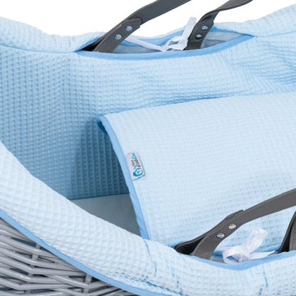 Pod Blue Waffle Moses Basket Bedding Set-3