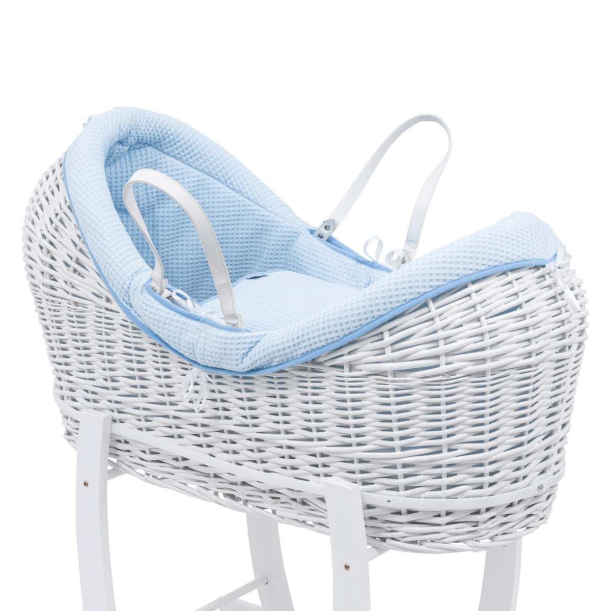 Pod Blue Waffle Moses Basket Bedding Set-1