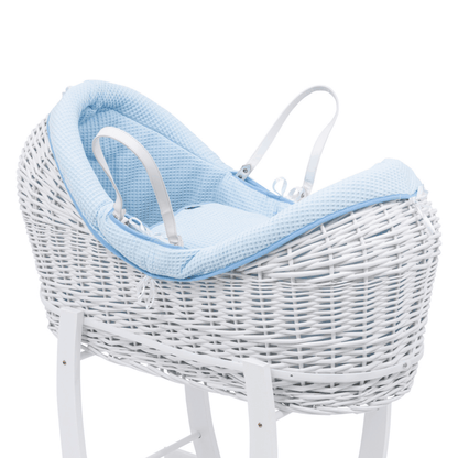 Pod Blue Waffle Moses Basket Bedding Set-1