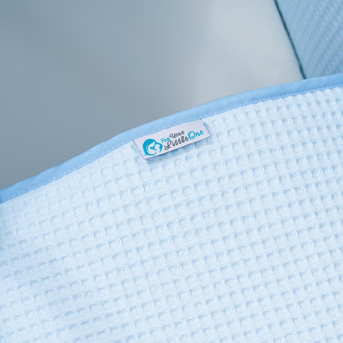 Pod Blue Waffle Moses Basket Bedding Set-4