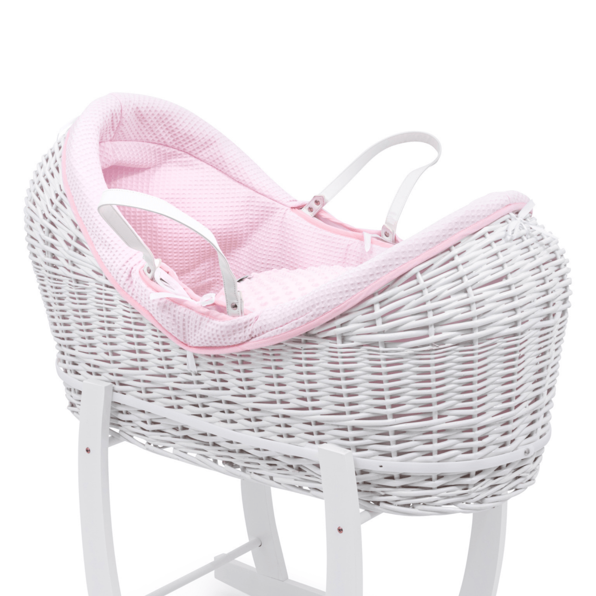 Pod Pink Waffle Moses Basket Bedding Set-0