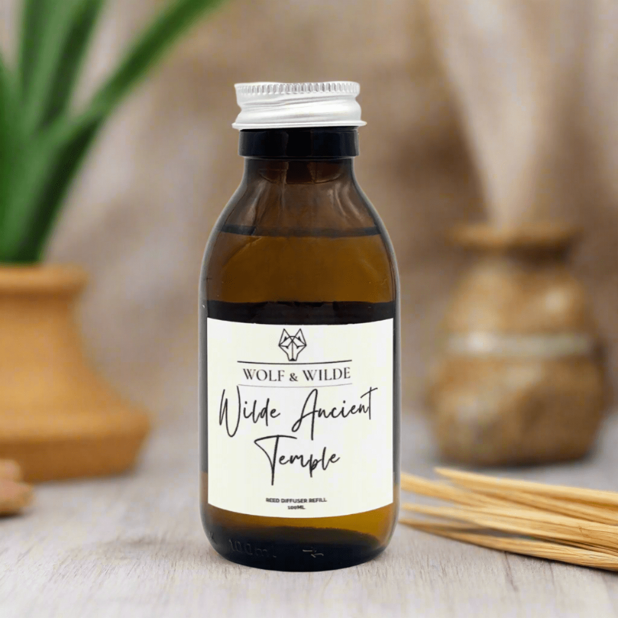 Wilde Ancient Temple 100ML Luxury Reed Diffuser Refill In Amber Glass Bottle-1
