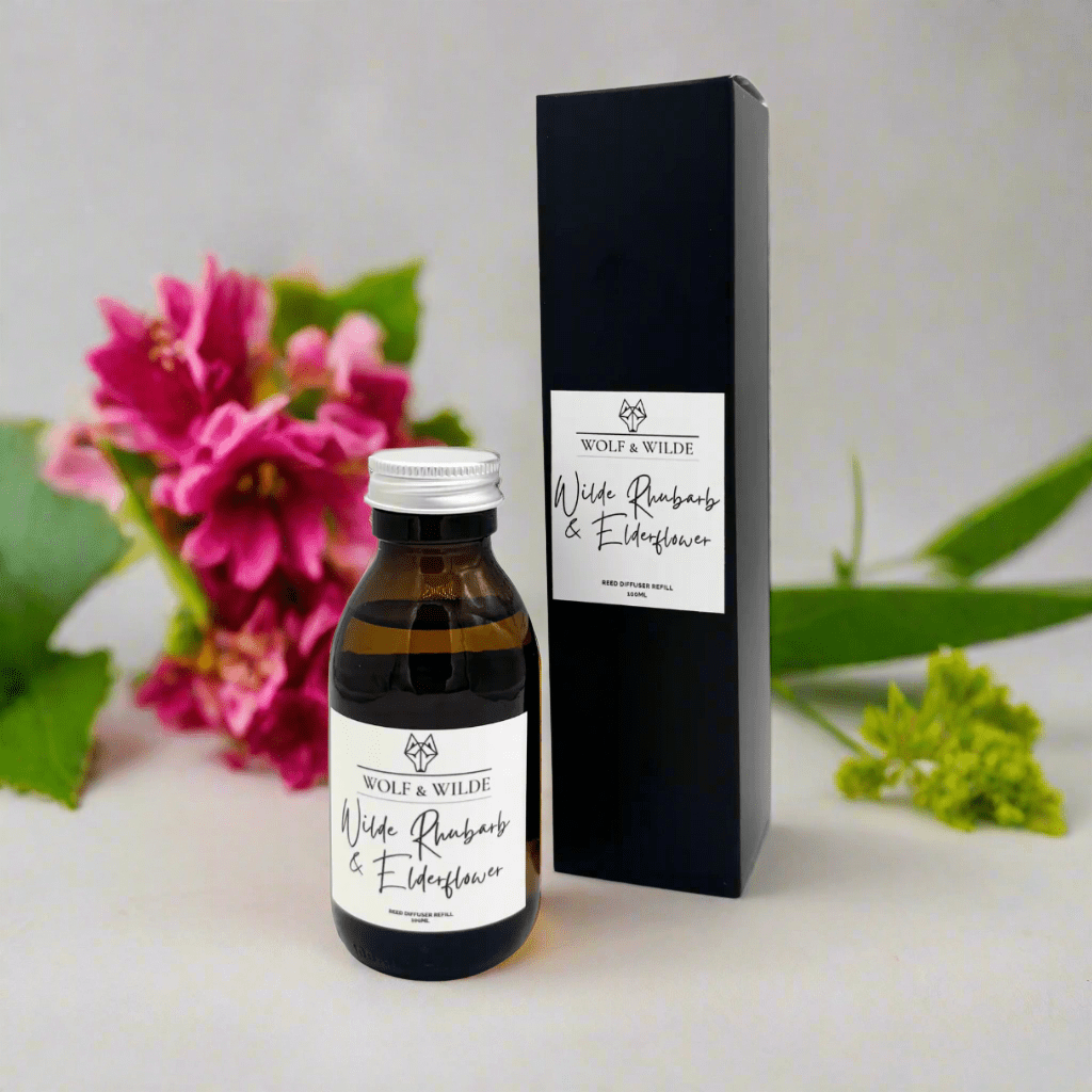 Wilde Rhubarb & Elderflower 100ML Luxury Reed Diffuser Refill In Amber Glass Bottle-3