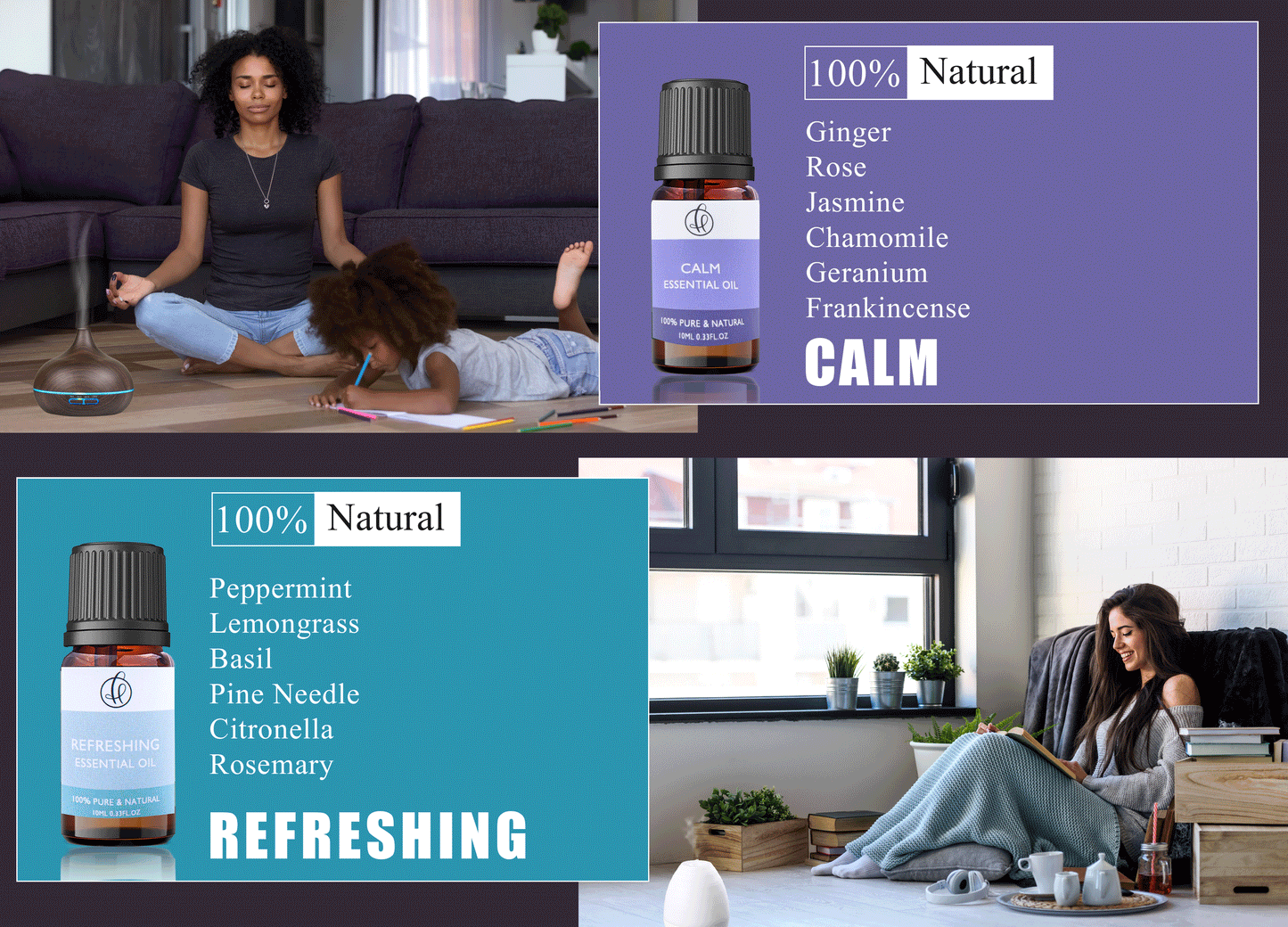 Pure Natural Essential Oil for Calm Refreshing 