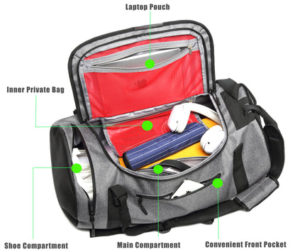 Front Pocket Shoe Compartment Laptop Pouch Inner Private Main Compartment Bag